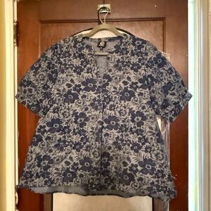 Bobeau Navy Floral Women's Blouse